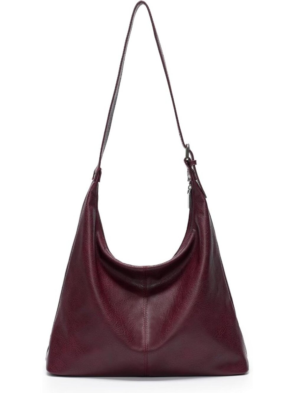 Stylish Large Vegan Leather Hobo Bag - Slouchy Shoulder Purse for Work